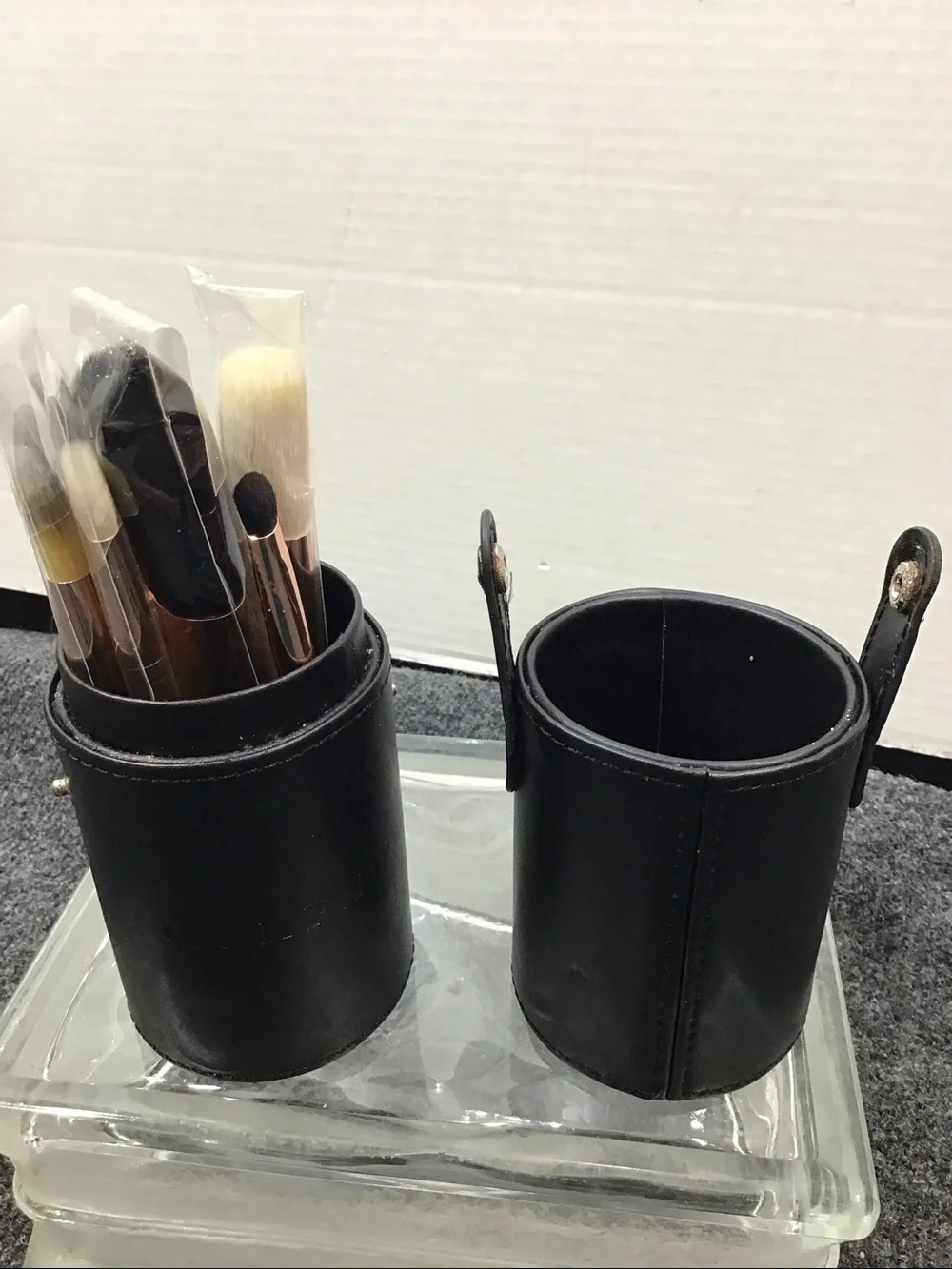 Morphe Black Faux Leather Brush Case with Rose Gold Ferrule Brushes